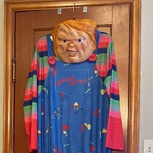 Adult size large Chucky costume- Colorful Striped Onesie Pajamas